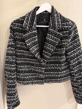 Bagatelle Black & White Bouclé Cropped Jacket Small